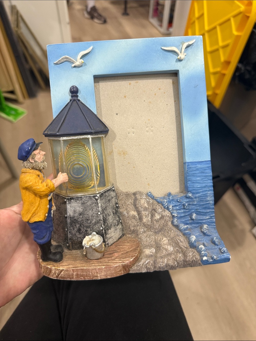 Nautical Lighthouse Photo Frame with Fisherman